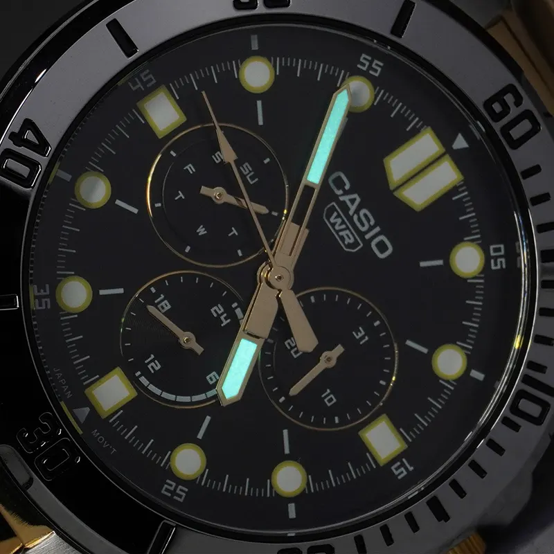 Casio Enticer Multifunction Black Dial Two-Tone Men's Watch- MTP-VD300SG-1E